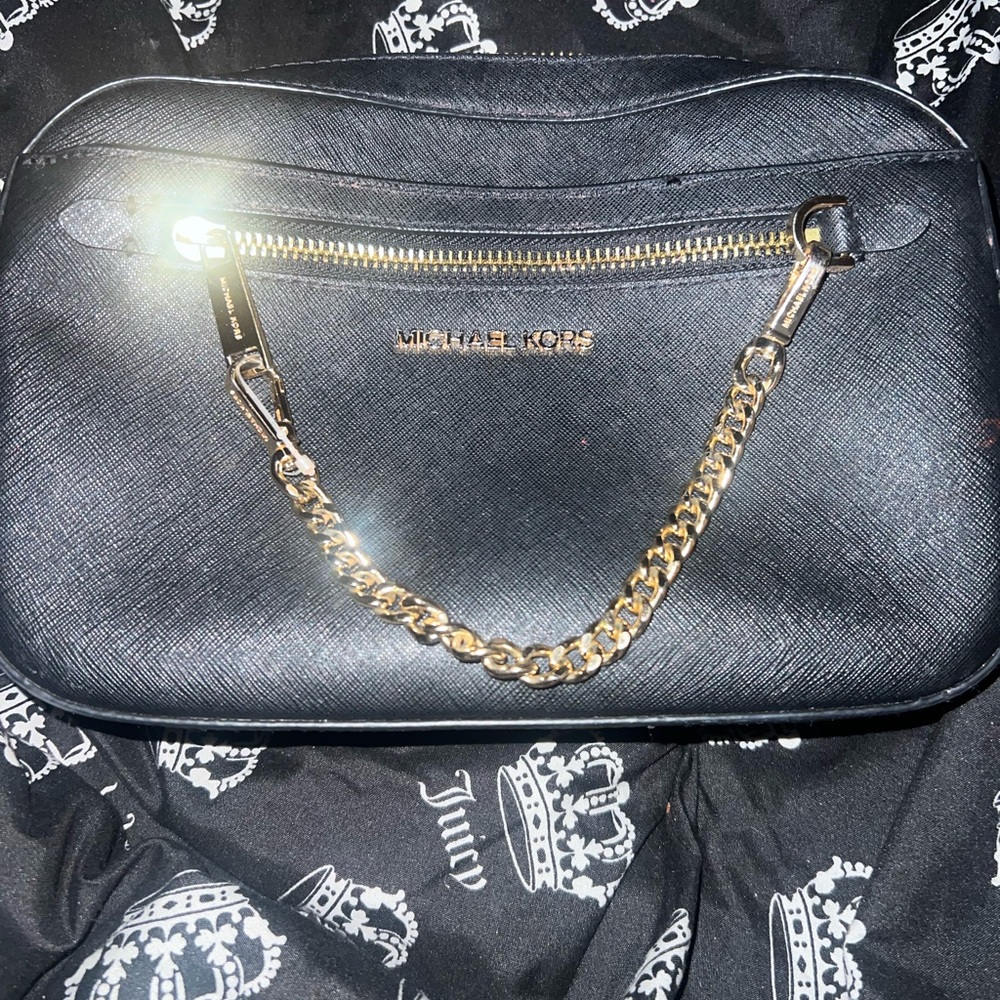 Michael Kors Black Crossbody Bag with Gold Chain